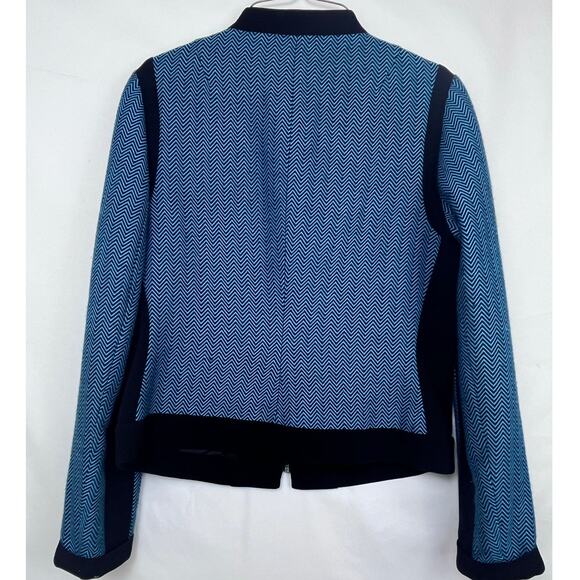 Carlisle Women's  6 Blue/Black Chevron Print Zip Front Long Sleeve Suit Jacket - Picture 7 of 7